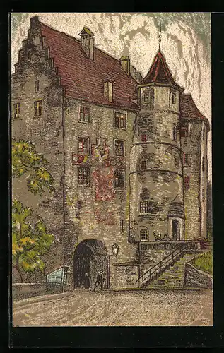 Künstler-AK Baden, Blick auf das Landvogteischloss