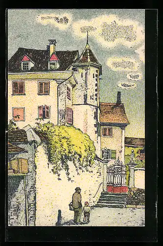 Künstler-AK Bremgarten, Darstellung vom Schlössli