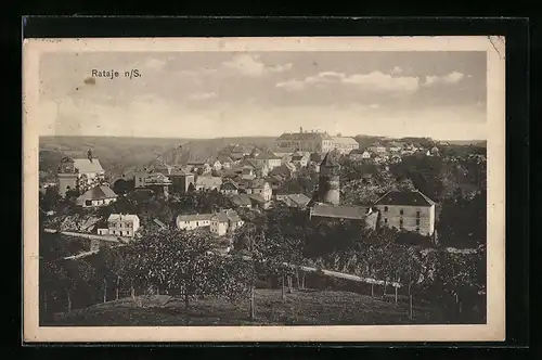 AK Rataje n. Sáz., Panoramablick auf die Ortschaft