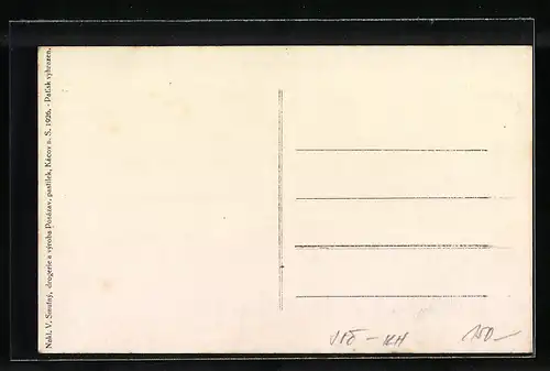 AK Kácov n. Saz., Ortsansicht aus der Vogelschau