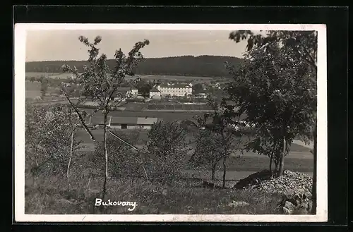 AK Bukovany, Blick von einer Erhöhung auf die Ortschaft