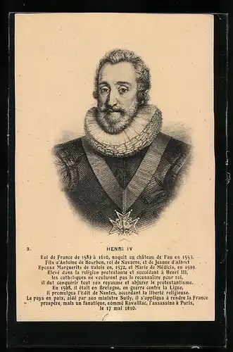 AK Henri IV von Frankreich mit Halskrause