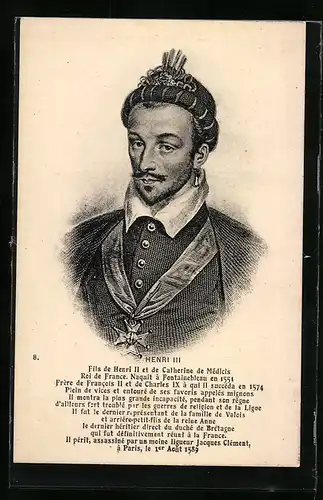 AK Henri III. von Frankreich mit Orden