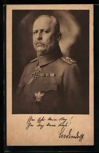AK Leutnant Erich Ludendorff, Portrait mit Orden