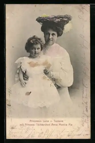 AK Prinzessin Luisa v. Toskana mit Prinzess-Töchterchen Anna Monica Pia