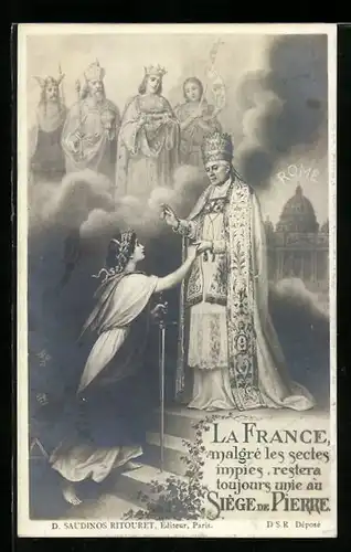 AK La France malgré les sectes..., Papst Pius X.
