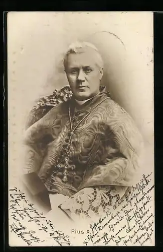 AK Papst Pius X. mit Kruzifix