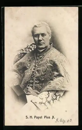 AK S. H. Papst Pius X. in vollem Ornat