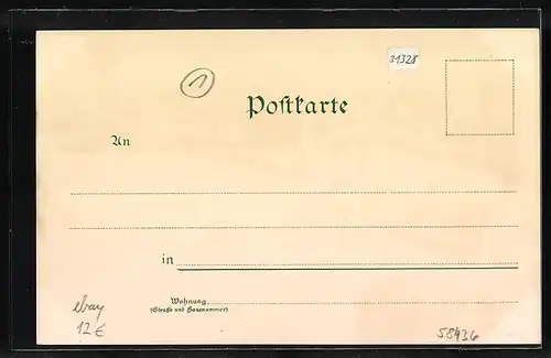 Lithographie Oberhausen, Teilansicht, Gebäudeansicht, Ortspartie