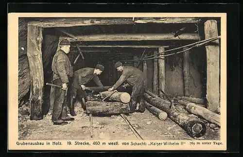 AK Clausthal, Grubenausbau in Holz, Schacht Kaiser Wilhelm II., Oberharzer Erzbergwerk