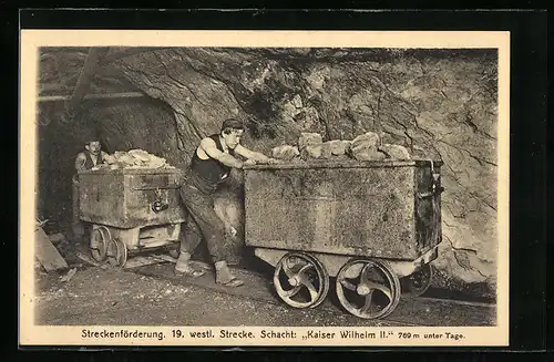 AK Clausthal, Schacht Kaiser Wilhelm II., Streckenförderung