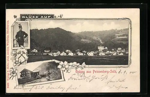 AK Peissenberg-Sulz, Ortsansicht, Bergwerk, Bergmann