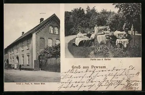 AK Pewsum, Hotel zur Post, Garten