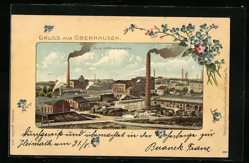 Lithographie Oberhausen, Blick auf die Gute Hoffnungshütte