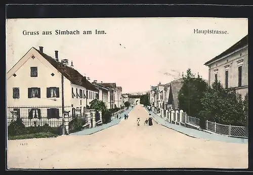 AK Simbach a. Inn, Häuserpartie in der Hauptstrasse