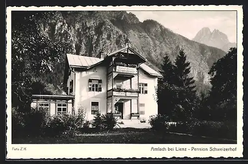 AK Amlach b. Lienz, Pension Schweizerhof mit Bergpanorama