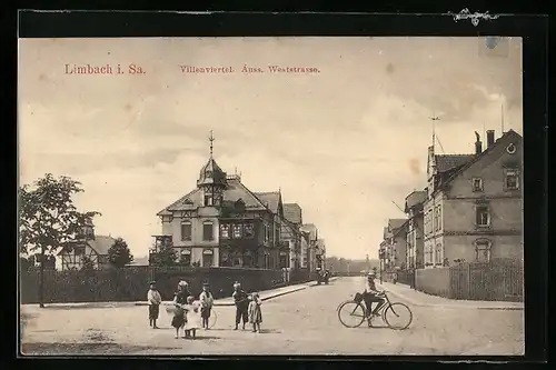 AK Limbach i. Sa., Äussere Weststrasse im Villenviertel