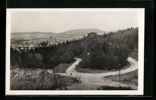 AK Ustí nad Orlici, Waldblick mit Ortsansicht
