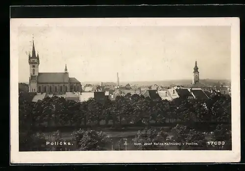 AK Policka, Ortsansicht mit Kirche