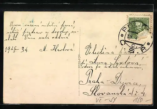 AK Policka, Ortsansicht mit Kirche