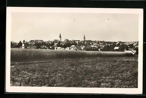 AK Lanskroun, Panorama mit Kirchtürmen