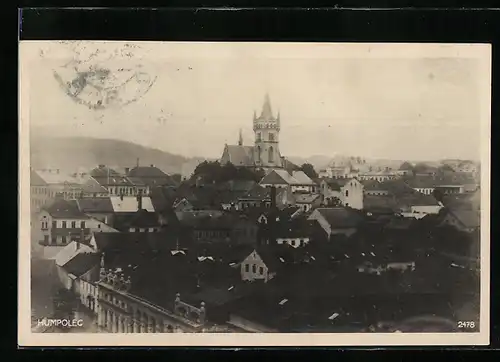 AK Humpolec, Ortsansicht mit Kirche