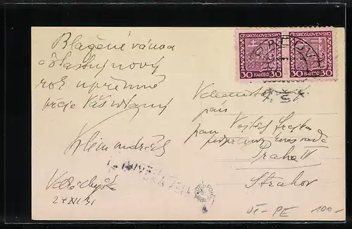 AK Pacov, Teilansicht mit Kirche