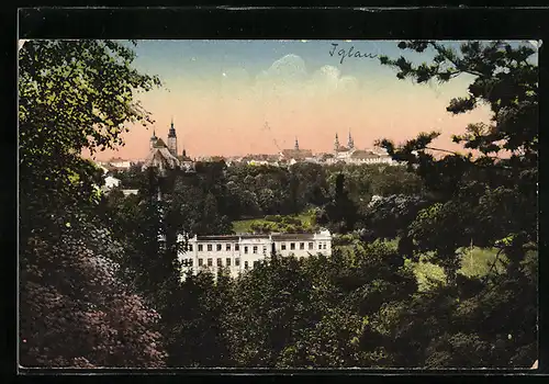 AK Iglau, Panorama mit Kirche