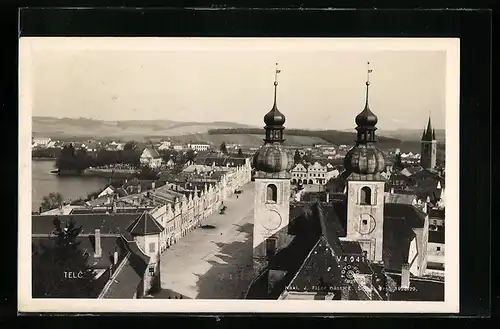 AK Telc, Ortspartie aus der Vogelschau