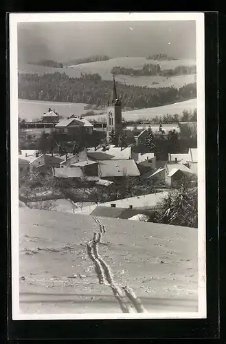 AK Nové Mesto na Morave, Ortsansicht im Winter