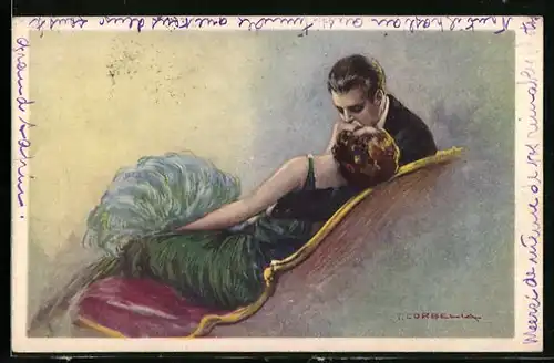 Künstler-AK Tito Corbella: Paar in Abendgarderobe beim Kuss