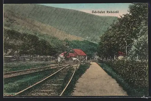 AK Rahó, Ortspartie mit Bahngleis
