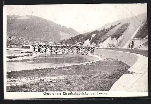 AK Jawora, Gesprengte Eisenbahnbrücke