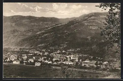 AK Rachov / Rachovo, Blick von einer Anhöhe auf die Ortschaft