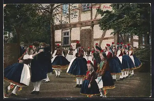 AK Menschen beim Tanz in hessischen Trachten