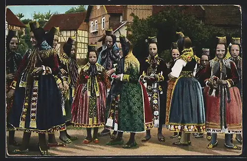 AK Junge Mädchen in hessischer Tracht