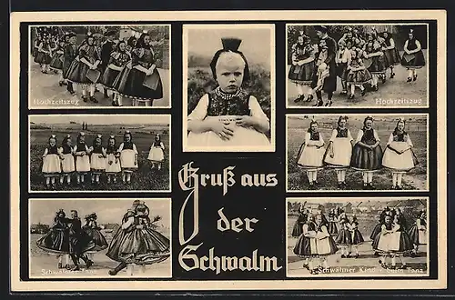 AK Hessische Trachten, Hochzeitszug, Schwalmer Tanz