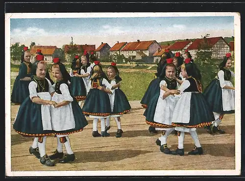 AK Hessische Trachten, Schälmer Kinder beim Tanz