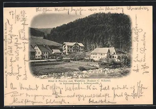 AK Schönmünzach i. Schwarzwald, Hotel & Pension zum Waldhorn