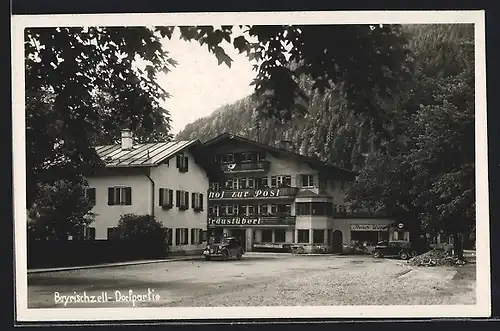 AK Bayrischzell, Dorfpartie mit Gasthof zur Post