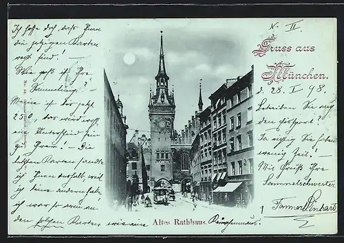 AK München, Strassenpartie am alten Rathaus