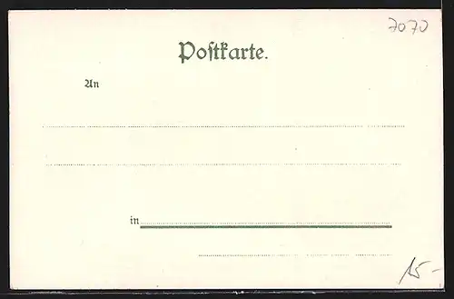 Lithographie Schwäb. Gmünd, Ortsansicht im Passepartoutrahmen