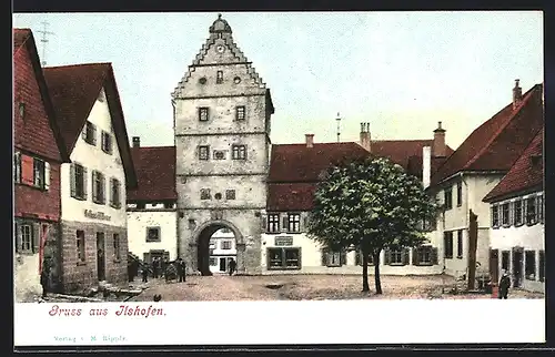 AK Ilshofen, Strassenpartie mit Gasthaus am Tor