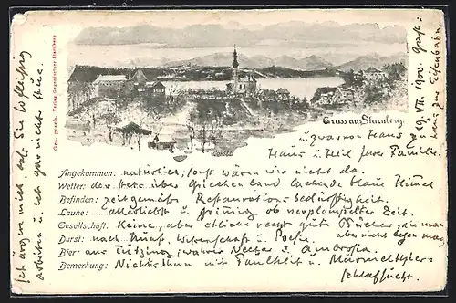 Künstler-AK Starnberg, Kirche am Starnberger See