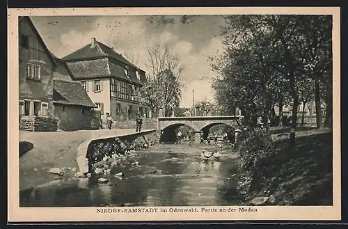 AK Nieder-Ramstadt, Partie an der Modau