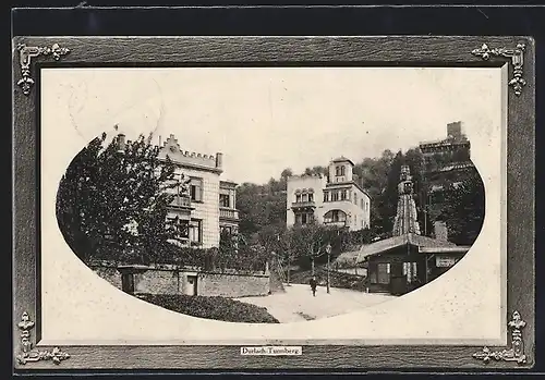 AK Durlach-Turmberg, Ortsansicht mit Bergbahn