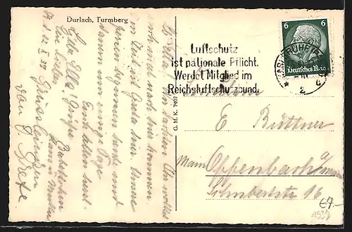 AK Durlach, Blick auf den Turmberg