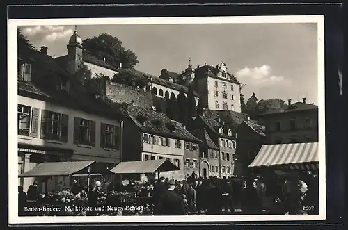 AK Baden-Baden, Marktplatz und Neues Schloss