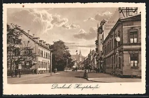 AK Durlach, Passanten in der Hauptstrasse