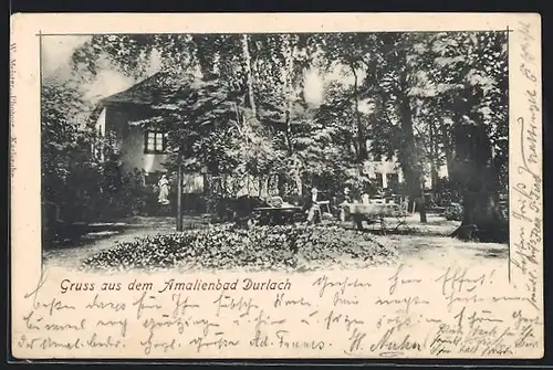 AK Durlach, Garten des Amalienbads